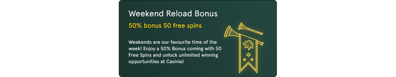 Casinia casino weekend reload bonus.