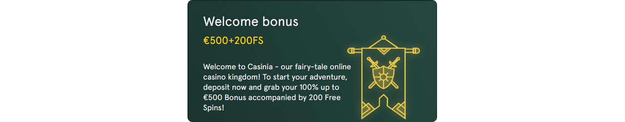 Casinia Casino welcome bonus.