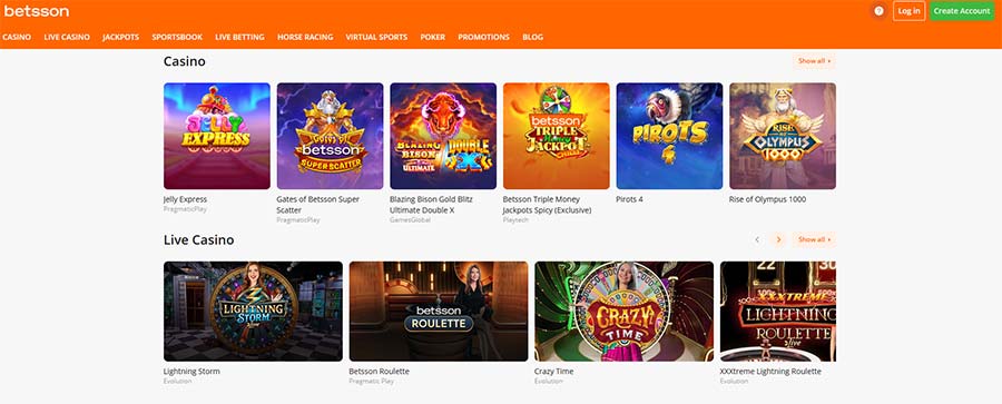 Betsson casino games. 