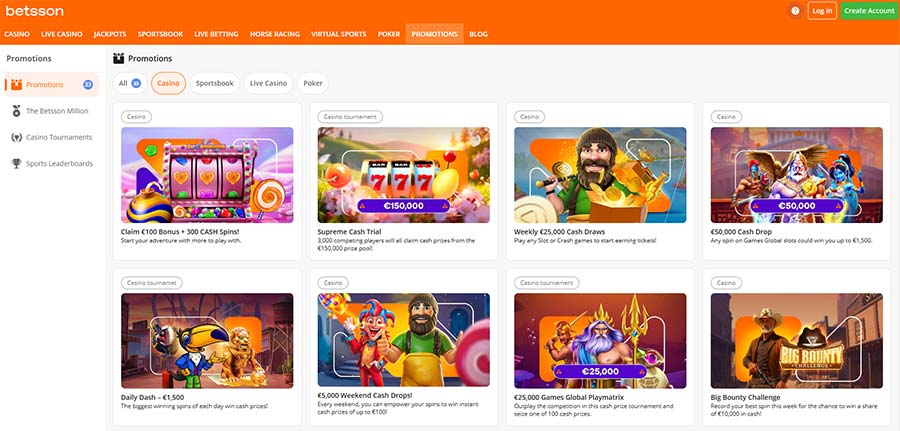 Betsson casino promotions. 