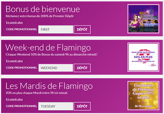 Flamingo royale casino bonus. 