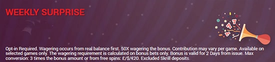 Casino weekly promotions.