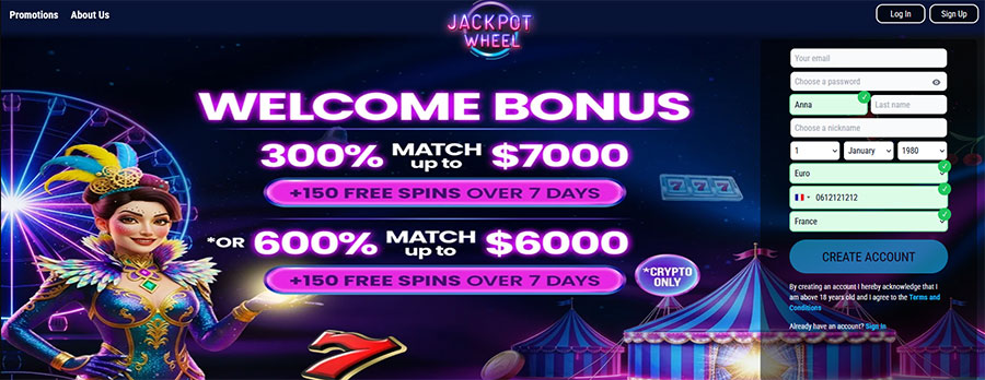 Jackpot Wheel Casino. 