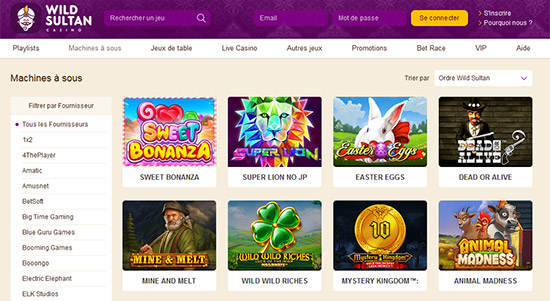 Wild Sultan casino jeux. 